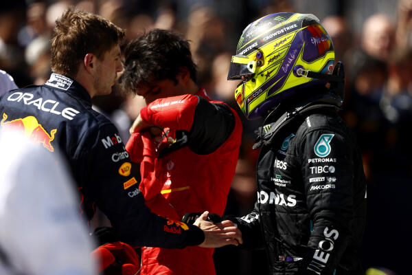 Verstappen Sainz Hamilton - na de race uit auto - Canada 2022