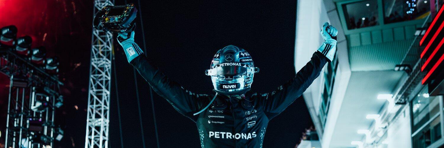 George Russell winst race zondag Singapore 2025